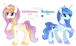 Size: 1280x782 | Tagged: safe, artist:hate-love12, derpibooru import, oc, oc only, oc:luminance, oc:radiance, alicorn, pony, deviantart watermark, female, magical parthenogenic spawn, mare, obtrusive watermark, offspring, parent:princess celestia, simple background, transparent background, watermark