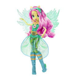 Size: 1000x1000 | Tagged: safe, artist:gihhbloonde, derpibooru import, fluttershy, equestria girls, clothes, custom, dress, irl, photo, ponied up, simple background, smiling, solo, toy, white background, wings