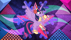 Size: 3840x2160 | Tagged: safe, artist:cloudyglow, artist:laszlvfx, derpibooru import, edit, twilight sparkle, twilight sparkle (alicorn), alicorn, pony, clothes, earmuffs, high res, scarf, socks, solo, wallpaper, wallpaper edit