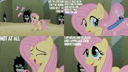 Size: 1280x720 | Tagged: safe, derpibooru import, edit, edited screencap, editor:quoterific, screencap, fluttershy, butterfly, earth pony, pony, season 2, the return of harmony, cute, earth pony fluttershy, eyes closed, female, mare, open mouth, open smile, shyabetes, smiling, solo