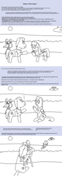 Size: 1400x3943 | Tagged: safe, artist:nuttyhoof, derpibooru import, oc, oc:bingo, 1000 hours in ms paint, crying, cyoa, cyoa:bingo's cyoa, film camera, filming, flower shirt, flying, flying saucer, horseria, licking, moon, nervous sweat, night, tongue, tongue out, ufo