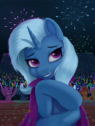 Size: 3543x4724 | Tagged: safe, artist:lin feng, derpibooru import, trixie, oc, pony, unicorn, night