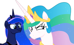 Size: 4202x2580 | Tagged: safe, artist:cirillaq, derpibooru import, princess celestia, princess luna, alicorn, pony, duo, duo female, female, high res, mare, royal sisters, siblings, simple background, sisters, smiling, smirk, transparent background, vector
