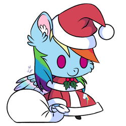 Size: 1804x1804 | Tagged: artist needed, source needed, safe, derpibooru import, rainbow dash, pegasus, christmas, clothes, costume, holiday, padoru, santa costume, simple background, solo, white background