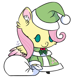 Size: 1804x1804 | Tagged: artist needed, source needed, safe, derpibooru import, fluttershy, pegasus, christmas, clothes, costume, holiday, padoru, santa costume, simple background, solo, white background