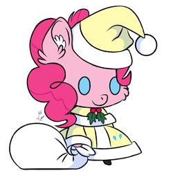 Size: 1804x1804 | Tagged: artist needed, source needed, safe, derpibooru import, pinkie pie, christmas, clothes, costume, holiday, padoru, pinkamena diane pie, santa costume, simple background, solo, white background