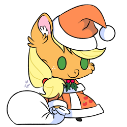 Size: 1804x1804 | Tagged: artist needed, source needed, safe, derpibooru import, applejack, christmas, clothes, costume, cute, holiday, jackabetes, padoru, santa costume, simple background, solo, white background