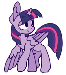 Size: 566x646 | Tagged: safe, artist:partyponypower, derpibooru import, twilight sparkle, twilight sparkle (alicorn), alicorn, pony, colored wings, ear fluff, ears, female, lidded eyes, mare, simple background, solo, two toned wings, white background, wings