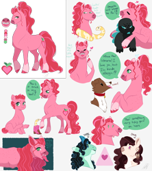 Size: 4000x4500 | Tagged: safe, artist:theartfox2468, derpibooru import, winona, oc, oc:dove dreamcatcher, oc:jade gemstone, oc:valentine, dog, dracony, earth pony, hybrid, pony, snake, absurd resolution, body freckles, boot, braces, coat markings, fangs, female, filly, floating heart, foal, freckles, heart, interspecies offspring, long tongue, mare, offspring, parent:big macintosh, parent:fluttershy, parent:rarity, parent:spike, parents:fluttermac, parents:sparity, pet oc, simple background, slit eyes, socks (coat marking), there's a snake in my boot, tongue, tongue out, white background