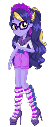 Size: 228x576 | Tagged: safe, artist:gihhbloonde, derpibooru import, oc, oc only, equestria girls, base used, clothes, eyelashes, female, glasses, high heels, shoes, shorts, simple background, smiling, transparent background