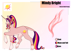 Size: 4961x3508 | Tagged: safe, artist:oneiria-fylakas, derpibooru import, oc, oc:mindy bright, pony, unicorn, female, mare, offspring, parent:sunburst, parent:twilight sparkle, parents:twiburst, reference sheet, solo