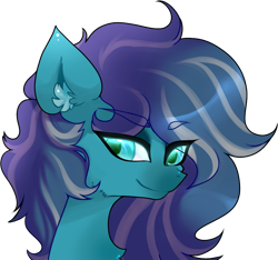 Size: 932x874 | Tagged: safe, artist:minty--fresh, derpibooru import, oc, pony, blue mane, ear fluff, ears, multicolored hair, multicolored mane, pfp, profile picture, simple background, solo, transparent background