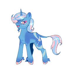 Size: 1280x1280 | Tagged: safe, artist:dawnwhinery, derpibooru import, trixie, pony, unicorn, eyelashes, female, hooves, horn, mare, quadrupedal, redesign, simple background, solo, tail, trans trixie, transgender, white background