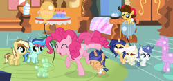 Size: 1024x479 | Tagged: safe, artist:craftycitty, artist:firestorm-can, artist:lanternomega, artist:misskitkat2002, artist:selenaede, artist:velveagicsentryyt, derpibooru import, pinkie pie, oc, oc:apple pie, oc:destiny, oc:galaxy swirls, oc:party pie, oc:rainbow blitzes, oc:sky city, oc:velvet sentry, hybrid, pony, 5-year-old, balloon, interspecies offspring, offspring, parent:applejack, parent:caramel, parent:cheese sandwich, parent:discord, parent:fancypants, parent:flash sentry, parent:fluttershy, parent:pinkie pie, parent:rainbow dash, parent:rarity, parent:soarin', parent:twilight sparkle, parents:carajack, parents:cheesepie, parents:discoshy, parents:flashlight, parents:raripants, parents:soarindash