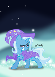 Size: 2481x3508 | Tagged: safe, artist:memprices, derpibooru import, trixie, pony, unicorn, cape, clothes, hat, looking at you, smiling, smug, solo, trixie's cape, trixie's hat, vector