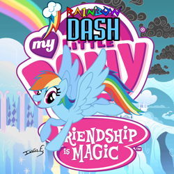 Size: 2500x2500 | Tagged: safe, artist:memprices, derpibooru import, rainbow dash, pegasus, pony, avatar, cloudsdale, my little pony logo, rainbow, solo, vector, wings extended