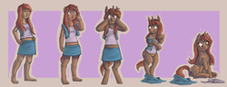 Size: 3959x1515 | Tagged: safe, artist:fauvfox, derpibooru import, oc, oc only, anthro, human, pony, unicorn, female, human to pony, species swap, transformation, transformation sequence