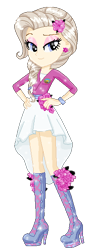 Size: 220x570 | Tagged: safe, artist:gihhbloonde, derpibooru import, oc, oc only, equestria girls, base used, boots, clothes, eyelashes, female, flower, flower in hair, hand on hip, high heel boots, makeup, shoes, simple background, skirt, smiling, solo, transparent background