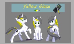 Size: 1316x791 | Tagged: safe, artist:observerdoz, derpibooru import, oc, oc:yellowglaze, pony, unicorn, reference sheet