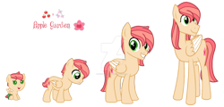 Size: 1280x613 | Tagged: safe, artist:hate-love12, derpibooru import, oc, oc:apple garden, pegasus, pony, age progression, baby, baby pony, colt, magical lesbian spawn, male, offspring, parent:applejack, parent:fluttershy, parents:appleshy, simple background, solo, stallion, transparent background