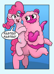 Size: 1647x2256 | Tagged: safe, artist:pony-thunder, derpibooru import, pinkie pie, earth pony, pony, centaurworld, comic, crossover, duo, wammawink