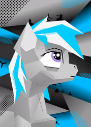 Size: 1280x1792 | Tagged: safe, artist:zocidem, derpibooru import, oc, oc only, oc:northern cross, pegasus, pony, bust, cubism, experimental style, modern art, portrait, simple background, solo