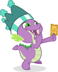 Size: 1920x2390 | Tagged: safe, artist:cirillaq, derpibooru import, spike, dragon, the ticket master, cute, gala ticket, golden ticket, male, simple background, solo, spikabetes, transparent background, vector, winter cap