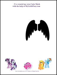 Size: 612x792 | Tagged: safe, derpibooru import, applejack, rainbow dash, rarity, twilight sparkle, logo, wings