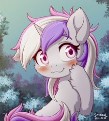 Size: 1800x2000 | Tagged: safe, artist:symbianl, derpibooru import, oc, oc only, oc:glam rock, pony, unicorn, :3, blushing, female, fluffy, looking at you, mare, sitting, smiling, smiling at you, solo