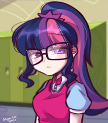 Size: 1327x1513 | Tagged: safe, artist:cottonsweets, derpibooru import, sci-twi, twilight sparkle, equestria girls, glasses, human coloration, solo