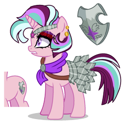 Size: 1135x1115 | Tagged: safe, artist:venomous-cookietwt, derpibooru import, oc, pony, unicorn, armor, base used, circlet, female, mare, offspring, parent:flash magnus, parent:twilight sparkle, simple background, solo, transparent background