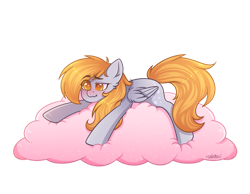 Size: 1013x788 | Tagged: safe, artist:sakuro24, derpibooru import, derpy hooves, pegasus, pony, blushing, cloud, cute, female, mare, simple background, solo, transparent background