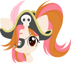 Size: 5000x4444 | Tagged: safe, artist:belka-sempai, derpibooru import, oc, oc only, oc:belka, pony, unicorn, absurd resolution, bust, cute, eyepatch, female, full face view, hat, horn, looking at you, mare, pirate, pirate hat, ponytail, portrait, side ponytail, simple background, skull, smiling, solo, transparent background, unicorn oc
