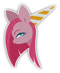 Size: 4000x4853 | Tagged: safe, artist:belka-sempai, derpibooru import, pinkie pie, earth pony, pony, party of one, bust, hat, party hat, pinkamena diane pie, simple background, solo, sticker, transparent background