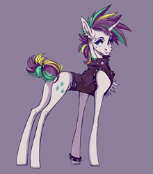 Size: 2323x2635 | Tagged: safe, artist:1an1, derpibooru import, rarity, pony, unicorn, alternate hairstyle, clothes, cutie mark, ear piercing, earring, female, jewelry, mare, piercing, punk, raripunk, solo