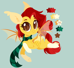 Size: 4000x3678 | Tagged: safe, artist:belka-sempai, derpibooru import, oc, oc only, bat pony, pony, adoptable, bat pony oc, bat wings, clothes, flying, scarf, simple background, solo, watermark, wings