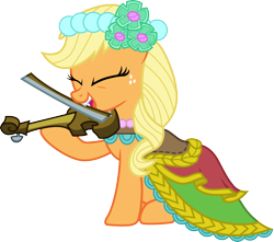 Size: 3387x3000 | Tagged: safe, artist:cloudyglow, derpibooru import, applejack, earth pony, pony, a canterlot wedding, .ai available, fiddle, solo, vector