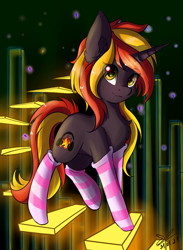 Size: 1090x1490 | Tagged: safe, artist:yuris, derpibooru import, oc, oc only, oc:java, pony, unicorn, clothes, commission, socks, solo, ych result