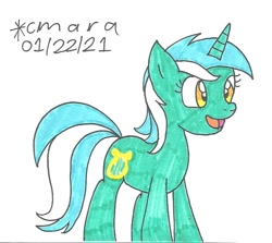 Size: 943x843 | Tagged: safe, artist:cmara, derpibooru import, lyra heartstrings, pony, unicorn, female, mare, open mouth, simple background, solo, traditional art, white background