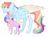 Size: 1160x868 | Tagged: safe, artist:inevitableintricate, derpibooru import, rainbow dash, oc, oc:candy crash, pegasus, pony, female, magical lesbian spawn, mother and child, mother and daughter, offspring, parent and child, parent:pinkie pie, parent:rainbow dash, parents:pinkiedash, simple background, white background