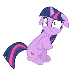 Size: 860x893 | Tagged: safe, artist:davidsfire, derpibooru import, edit, twilight sparkle, unicorn twilight, pony, unicorn, the cutie map, anonymous editor, female, horn, mare, raised hoof, raised leg, scared, shut up twilight, sitting, solo, surprised, vector, vector edit