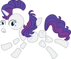 Size: 913x757 | Tagged: safe, artist:amrasfelagund, artist:tardifice, ponerpics import, rarity, pony, unicorn, alternate universe, deleted from derpibooru, disintegration, modular, pinkie pieces, simple background, solo, transparent background, vector