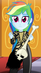 Size: 557x1005 | Tagged: safe, artist:grapefruitface1, derpibooru import, rainbow dash, equestria girls, base used, clothes, eyeshadow, gothic, guitar, looking at you, makeup, musical instrument, queen (band), robe, skull