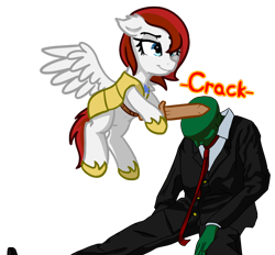Size: 1510x1400 | Tagged: safe, artist:neuro, edit, oc, oc only, oc:anon, oc:feather scarf, human, pegasus, pony, armor, ear down, female, flying, guardsmare, hoof hold, lidded eyes, mare, onomatopoeia, royal guard, royal guard armor, simple background, sound effects, spread wings, sword, transparent background, weapon, wings, wooden sword
