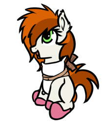 Size: 494x538 | Tagged: safe, artist:neuro, oc, oc only, oc:brave, earth pony, pony, clothes, female, mare, open mouth, pillow, pillow armor, slippers, solo, sword, weapon, wooden sword