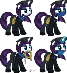 Size: 4000x4347 | Tagged: safe, artist:parclytaxel, derpibooru import, oc, oc only, oc:ardi, pony, unicorn, .svg available, absurd resolution, angry, bandana, clothes, commission, female, jacket, lidded eyes, magic, mare, mouth hold, pants, rope, shoes, simple background, solo, sunglasses, telekinesis, transparent background, vector