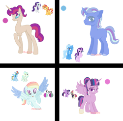 Size: 1280x1258 | Tagged: safe, artist:firesparkmlp, derpibooru import, moondancer, rainbow dash, rarity, starlight glimmer, sunset shimmer, trixie, twilight sparkle, vapor trail, oc, pegasus, pony, unicorn, female, lesbian, magical lesbian spawn, next generation, offspring, parent:moondancer, parent:rainbow dash, parent:rarity, parent:starlight glimmer, parent:sunset shimmer, parent:trixie, parent:twilight sparkle, parent:vapor trail, parents:startrix, parents:sunsarity, parents:twidancer, parents:vapordash, shipping, startrix, sunsarity, twidancer, vapordash
