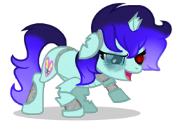 Size: 767x555 | Tagged: safe, artist:aquabright0219, derpibooru import, oc, oc only, oc:aqua bright, pony, undead, unicorn, zombie, zombie pony, broken horn, glowing horn, heterochromia, horn, open mouth, simple background, solo, torn ear, transparent background, unicorn oc