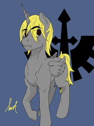 Size: 768x1024 | Tagged: safe, artist:biergarten13, derpibooru import, oc, oc:aboddon, alicorn, pony, alicorn oc, digital art, horn, request, requested art, solo, wings