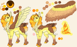 Size: 1200x738 | Tagged: safe, artist:malinraf1615, derpibooru import, spitfire, pegasus, pony, alternate hairstyle, chest fluff, coat markings, female, hair over one eye, leg fluff, mare, one eye closed, redesign, reference sheet, scar, solo, spread wings, unshorn fetlocks, wings, wink
